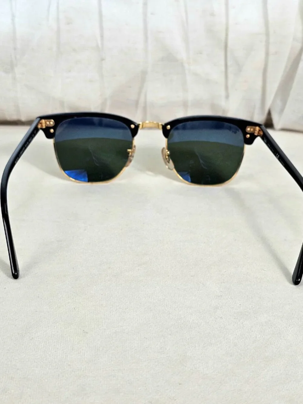 Ray-Ban Clubmaster Polarized Sunglasses RB3016 Black Gold Classic G15 Lenses w/ - Picture 7 of 13